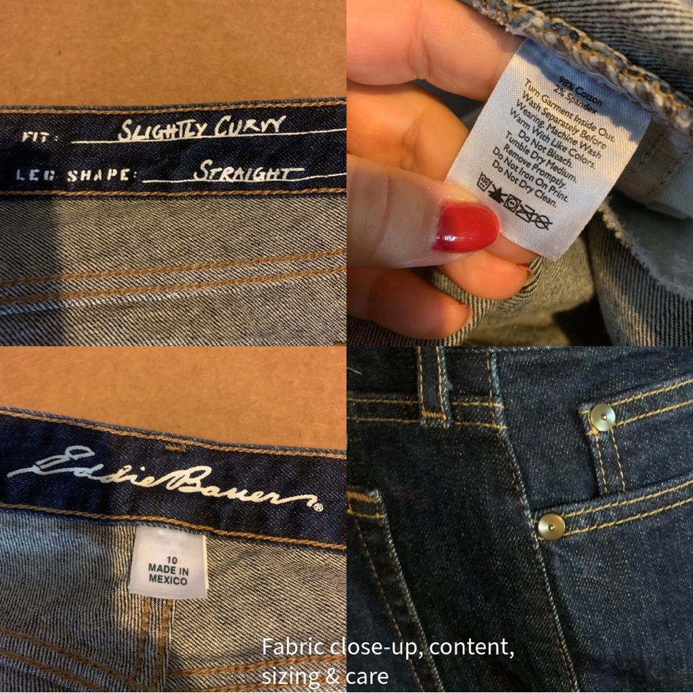 EDDIE BAUER DARK WASH SLIGHTLY CURVY STRAIGHT LEG JEANS (10) - Picture 11 of 13